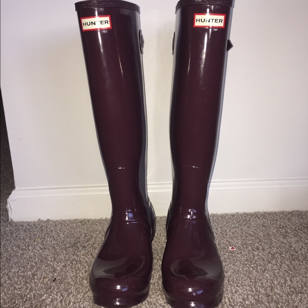 Maroon Tall Adjustable Gloss Hunter Rainboots